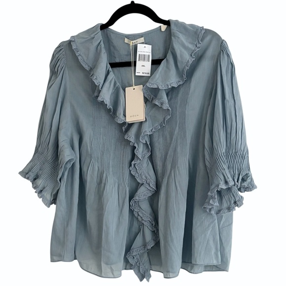 DOEN Henry French Blue Cotton Blouse XXL NWT - Picture 3 of 7